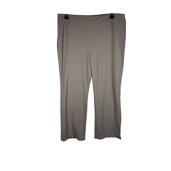 Roz & Ali Pants - Roz & Ali Womens Dress Pants Size 16 Khaki Tan Straight Leg Polyester Blend